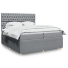 Box spring with mattress light gray fabric 200x200 cm