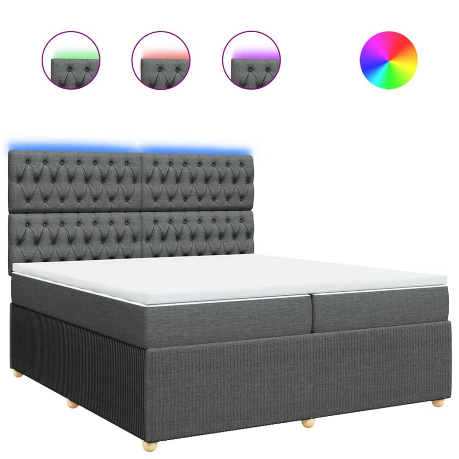Boxspring met matras stof donkergrijs 200x200 cm