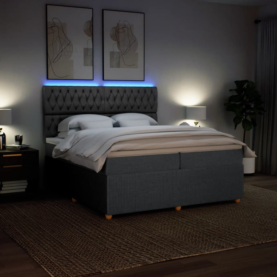 Boxspring met matras stof donkergrijs 200x200 cm