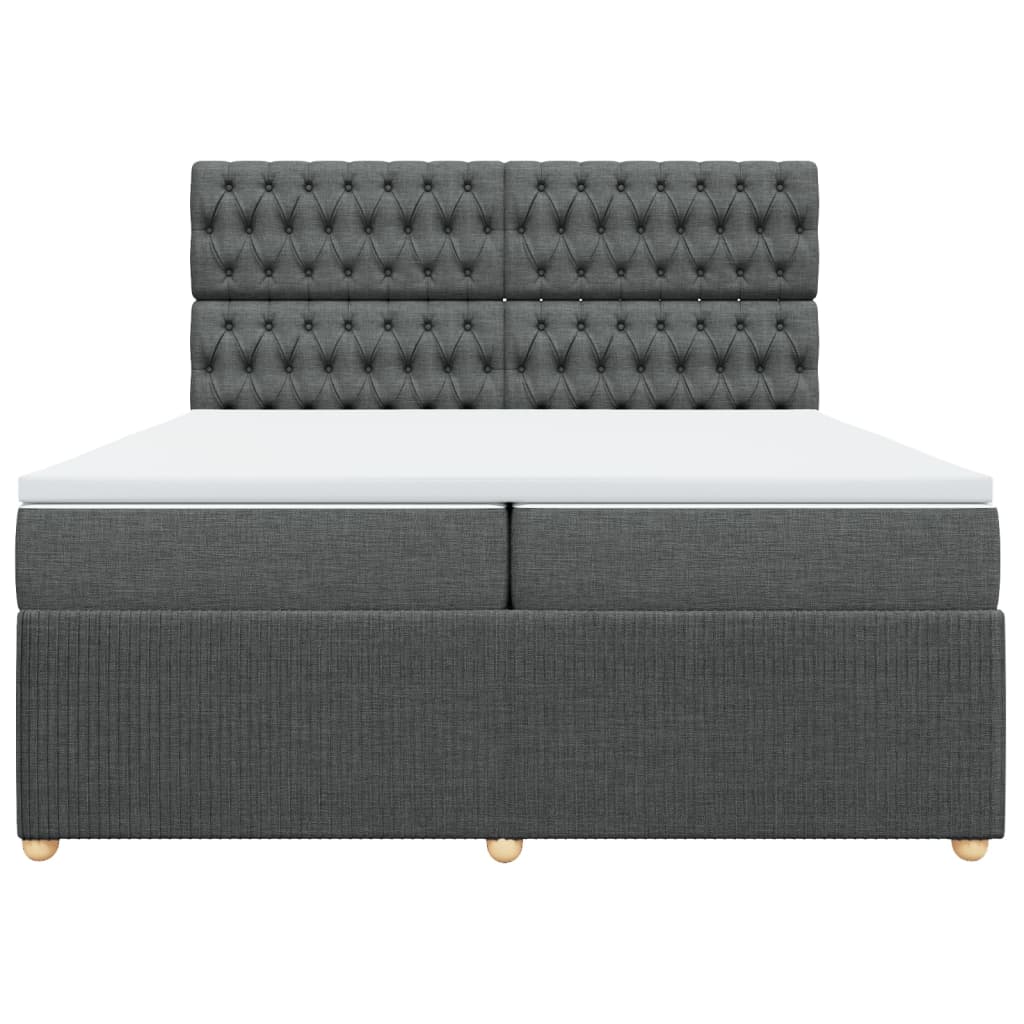 Boxspring met matras stof donkergrijs 200x200 cm