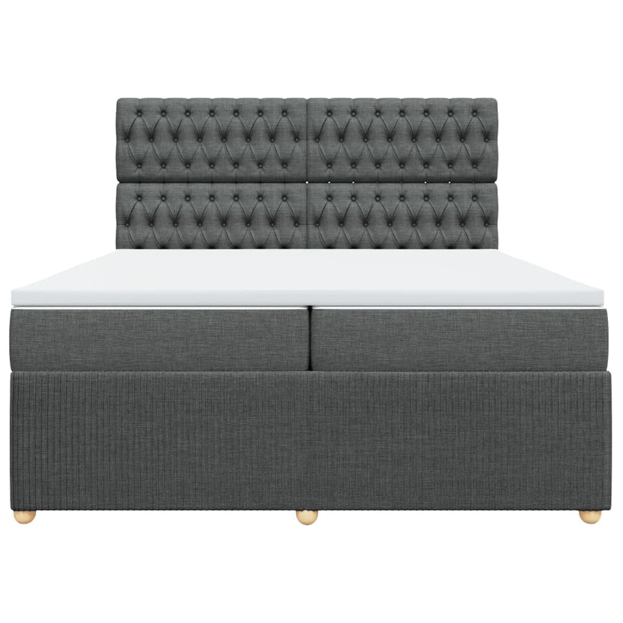 Boxspring met matras stof donkergrijs 200x200 cm