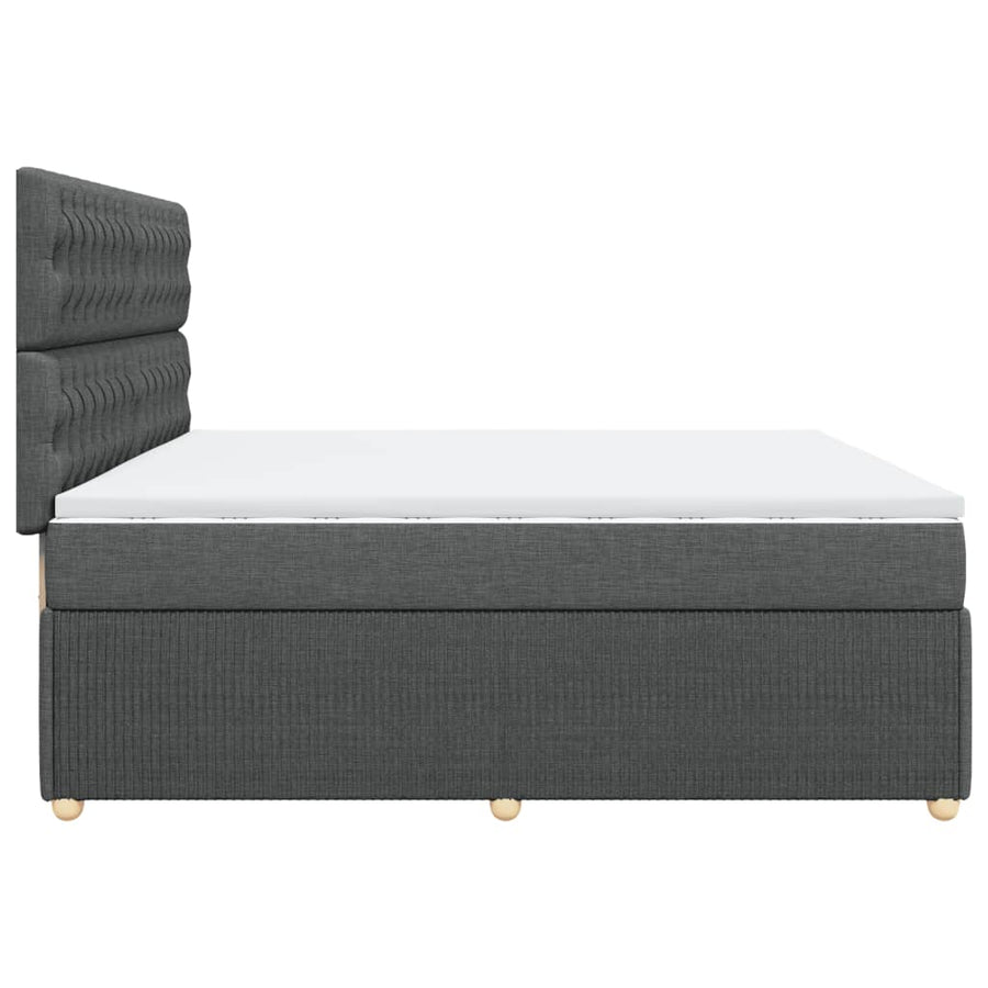 Boxspring met matras stof donkergrijs 200x200 cm