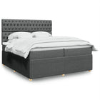Box spring with dark gray fabric mattress 200x200 cm