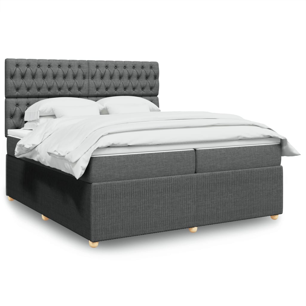 Boxspring met matras stof donkergrijs 200x200 cm