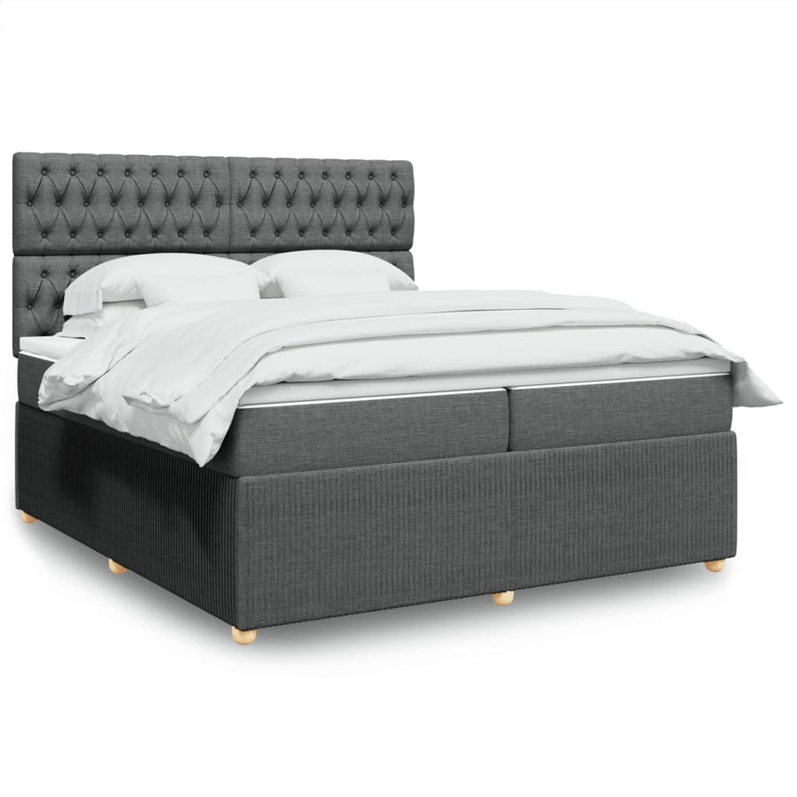 Boxspring met matras stof donkergrijs 200x200 cm