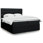 Box spring bed with mattress fabric black 200x200 cm
