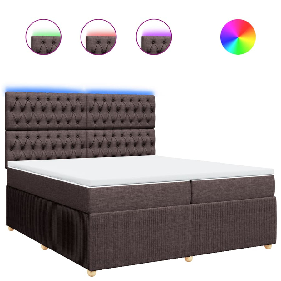 Boxspring met matras stof donkerbruin 200x200 cm