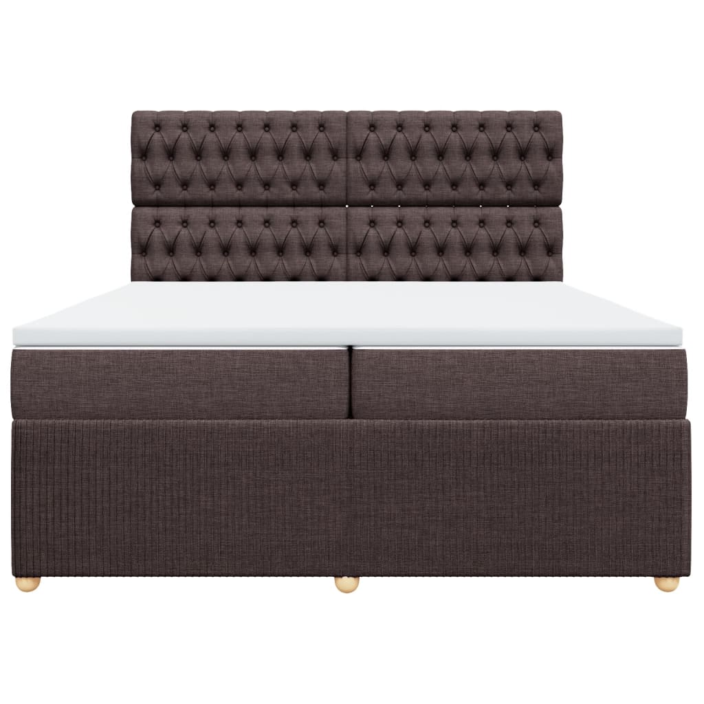 Boxspring met matras stof donkerbruin 200x200 cm