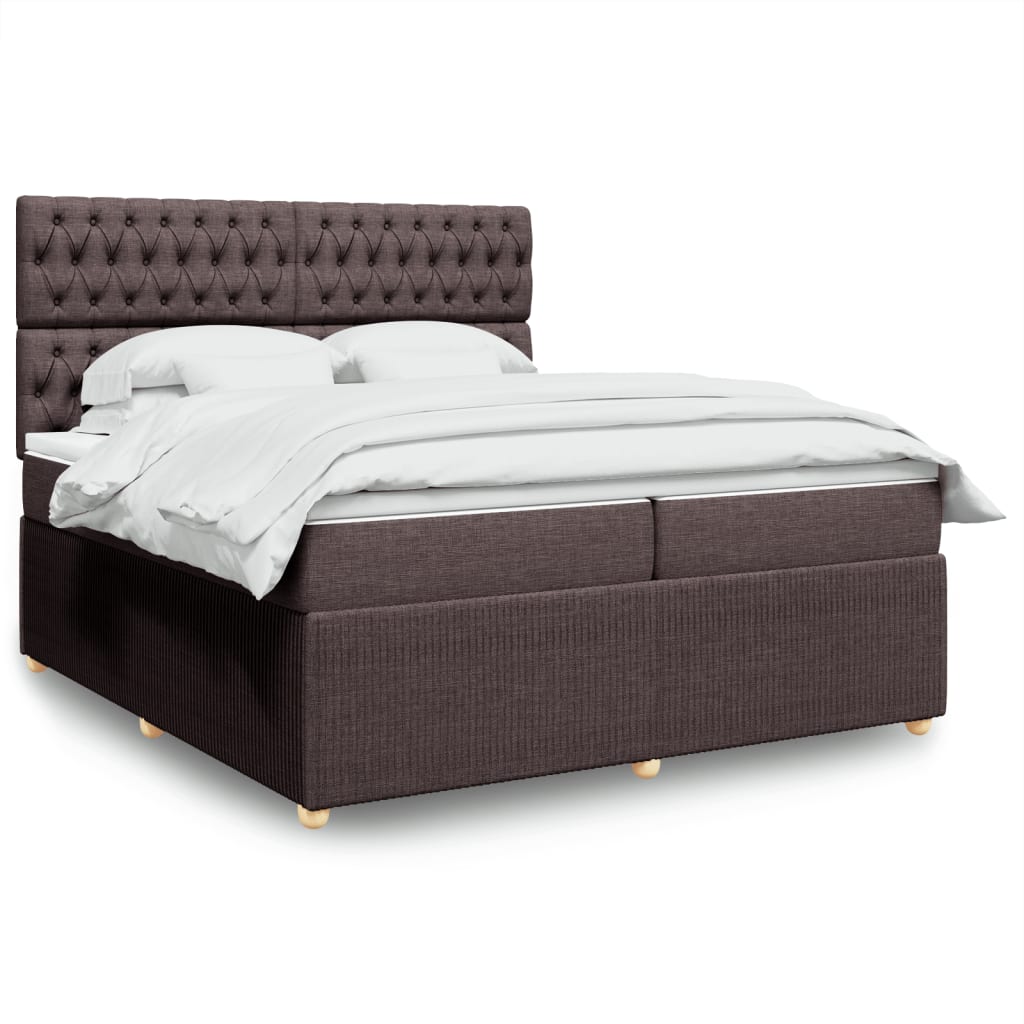 Boxspring met matras stof donkerbruin 200x200 cm