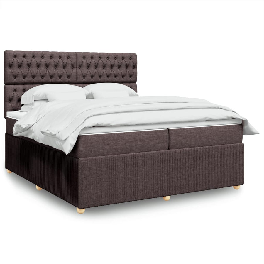 Boxspring met matras stof donkerbruin 200x200 cm