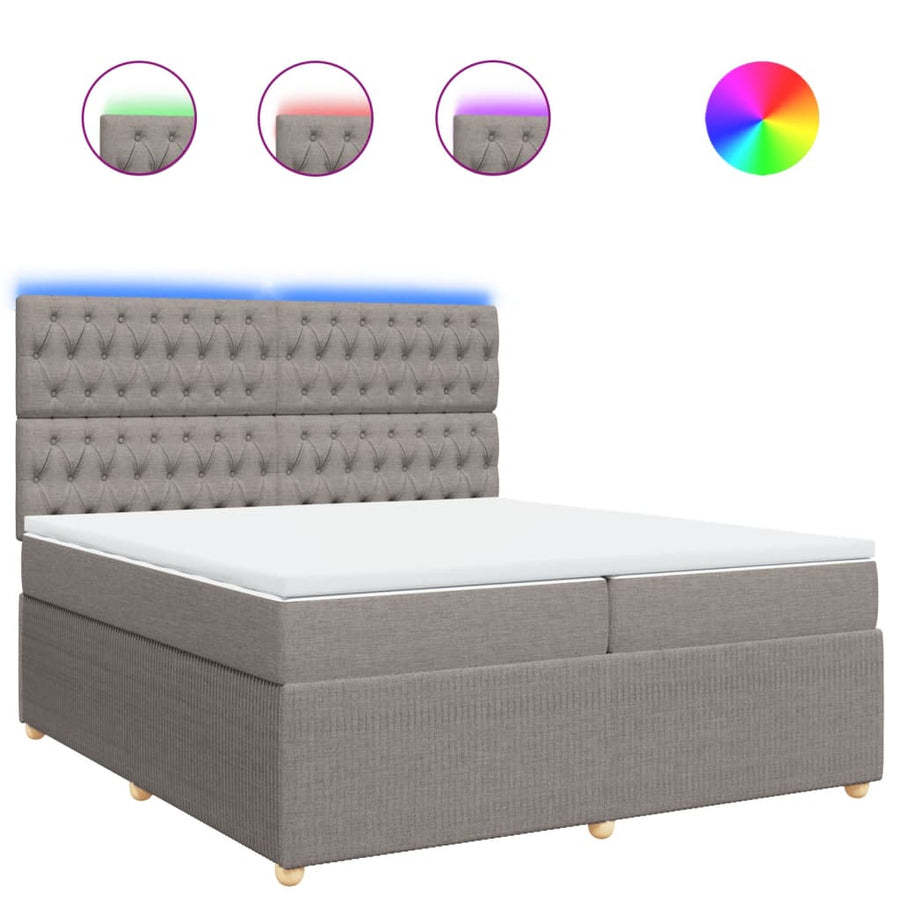 Boxspring met matras stof taupe 200x200 cm