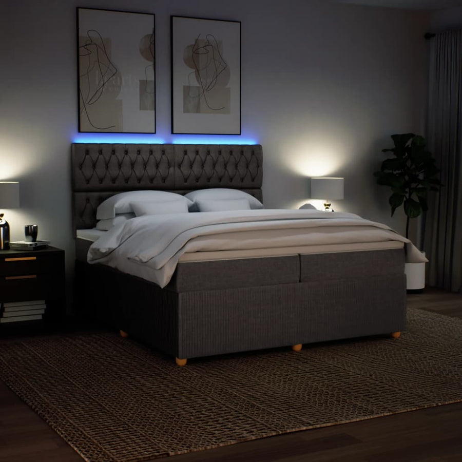 Boxspring met matras stof taupe 200x200 cm