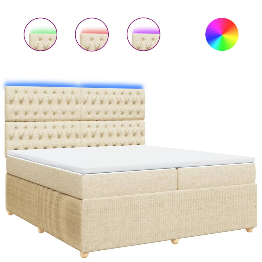 Boxspring met matras stof crèmekleurig 200x200 cm