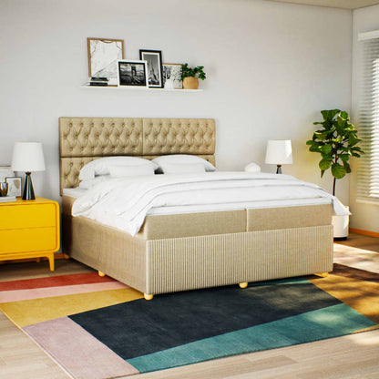 Boxspring met matras stof crèmekleurig 200x200 cm