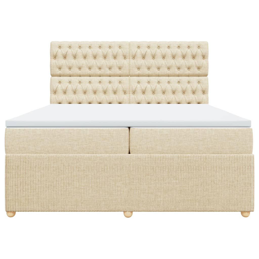 Boxspring met matras stof crèmekleurig 200x200 cm