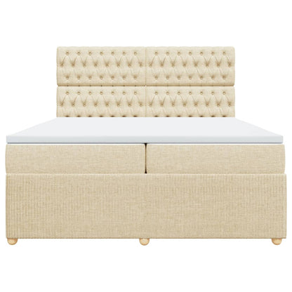 Boxspring met matras stof crèmekleurig 200x200 cm