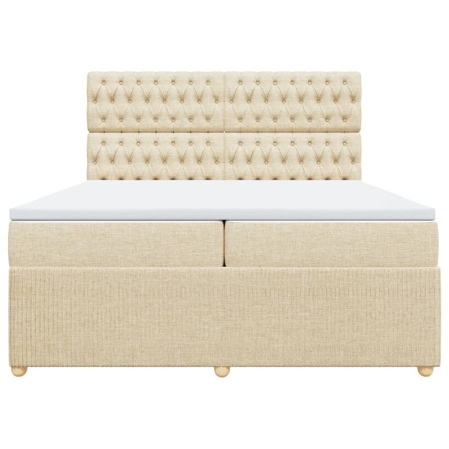 Boxspring met matras stof crèmekleurig 200x200 cm