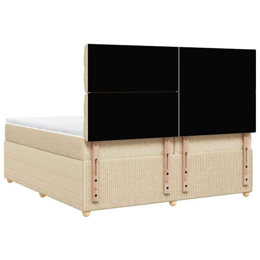 Boxspring met matras stof crèmekleurig 200x200 cm
