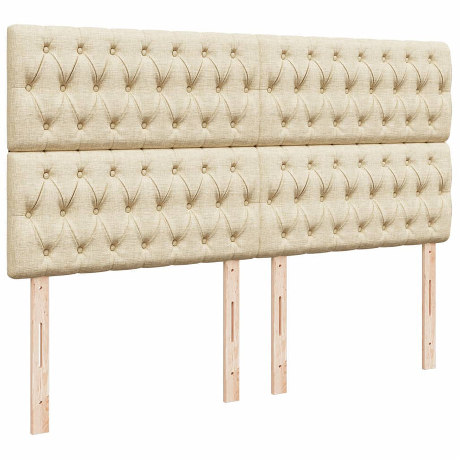 Boxspring met matras stof crèmekleurig 200x200 cm