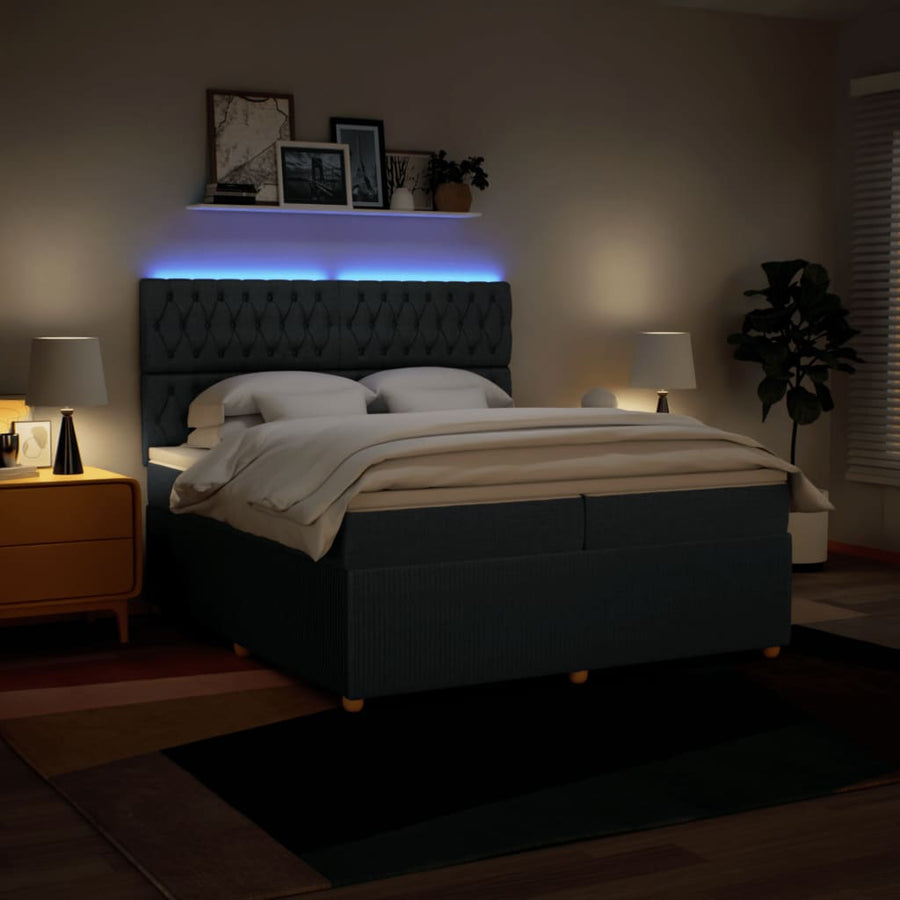 Boxspring met matras stof blauw 200x200 cm