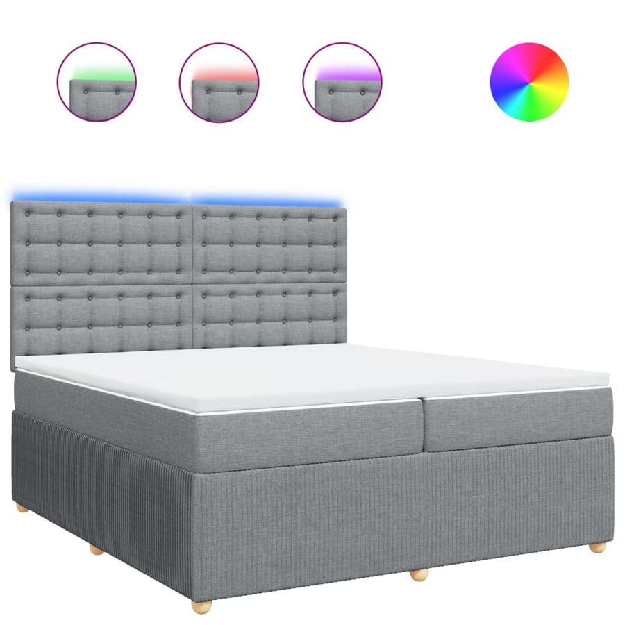 Boxspring met matras stof lichtgrijs 200x200 cm