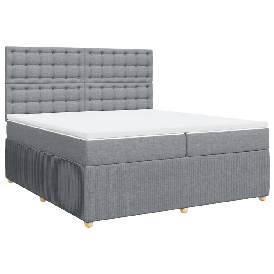 Boxspring met matras stof lichtgrijs 200x200 cm