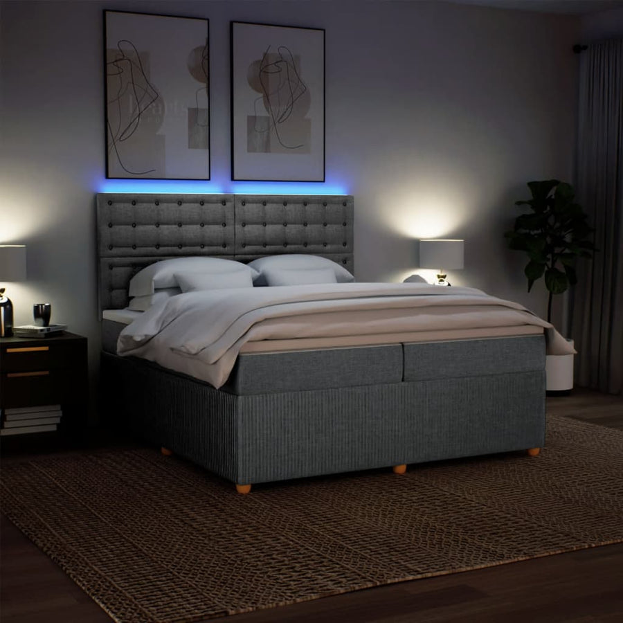 Boxspring met matras stof lichtgrijs 200x200 cm