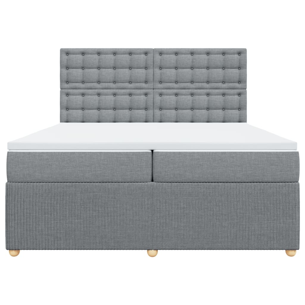 Boxspring met matras stof lichtgrijs 200x200 cm