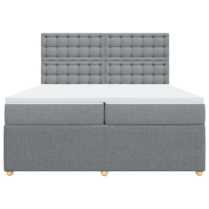 Boxspring met matras stof lichtgrijs 200x200 cm