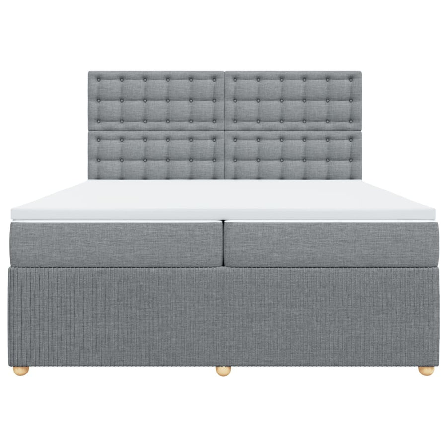 Boxspring met matras stof lichtgrijs 200x200 cm