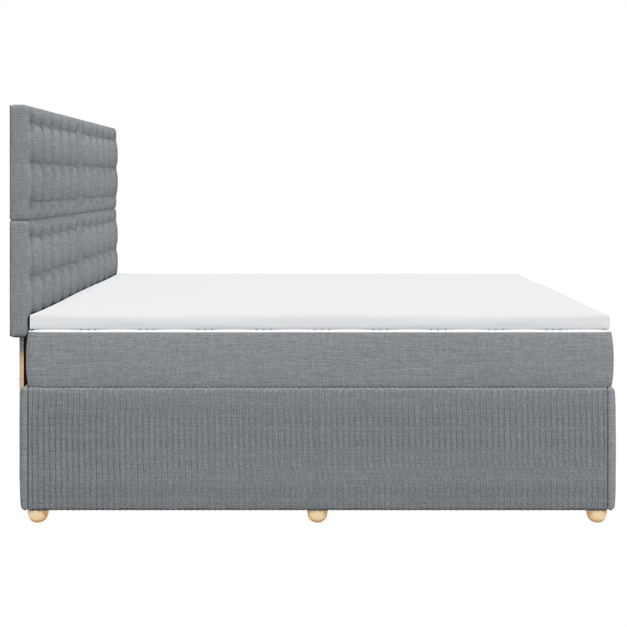 Boxspring met matras stof lichtgrijs 200x200 cm
