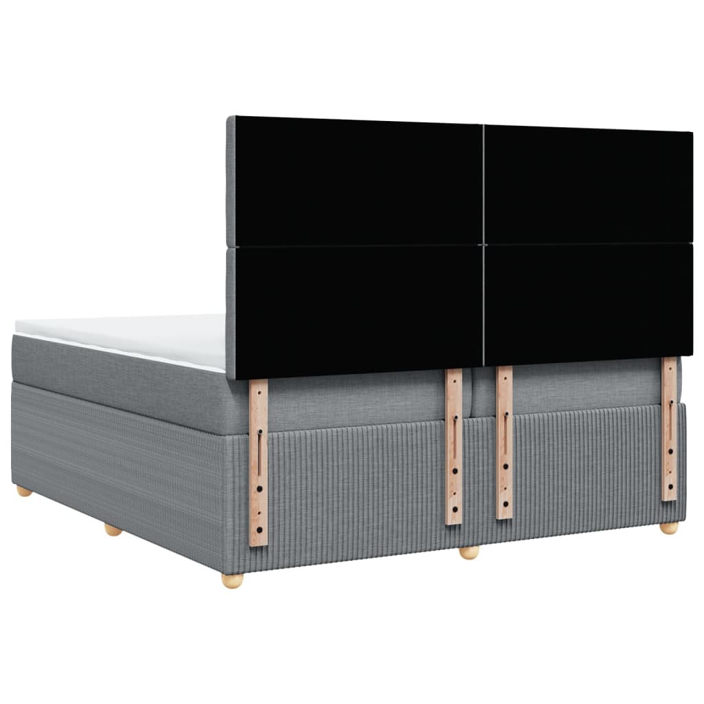 Boxspring met matras stof lichtgrijs 200x200 cm