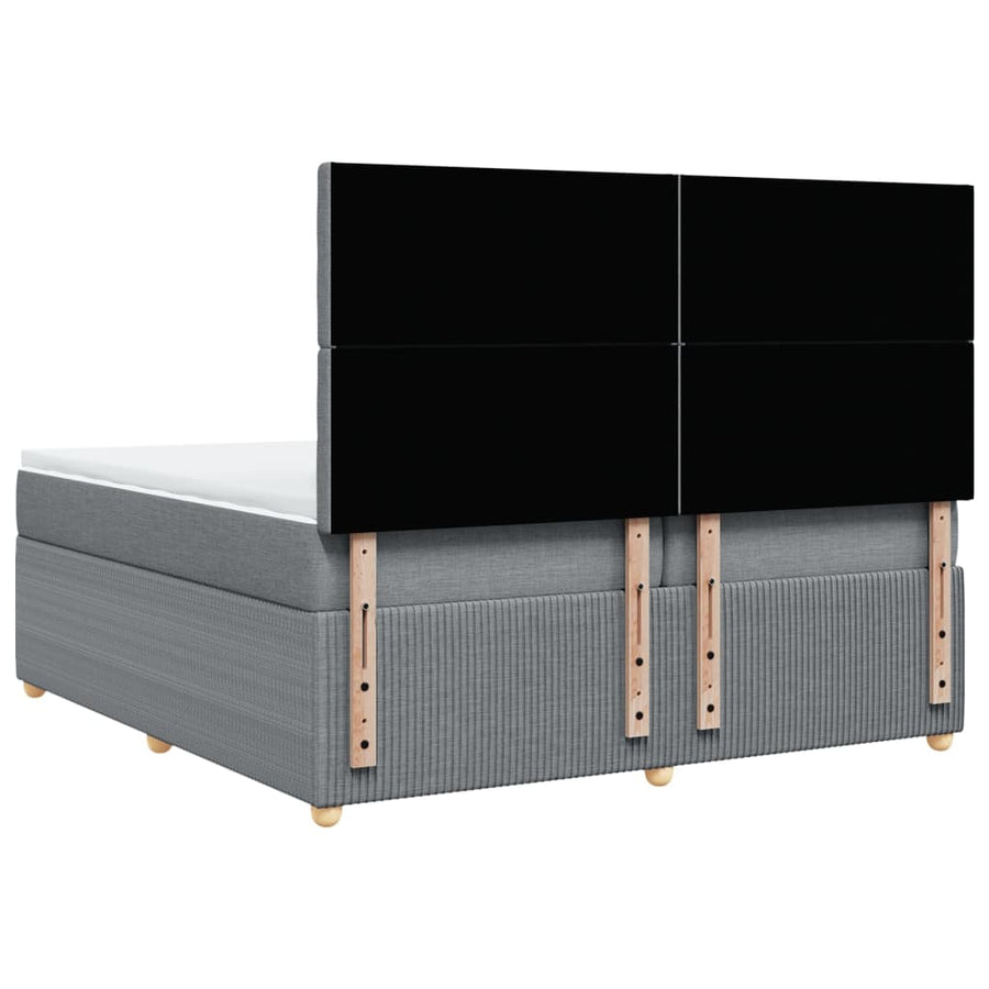 Boxspring met matras stof lichtgrijs 200x200 cm