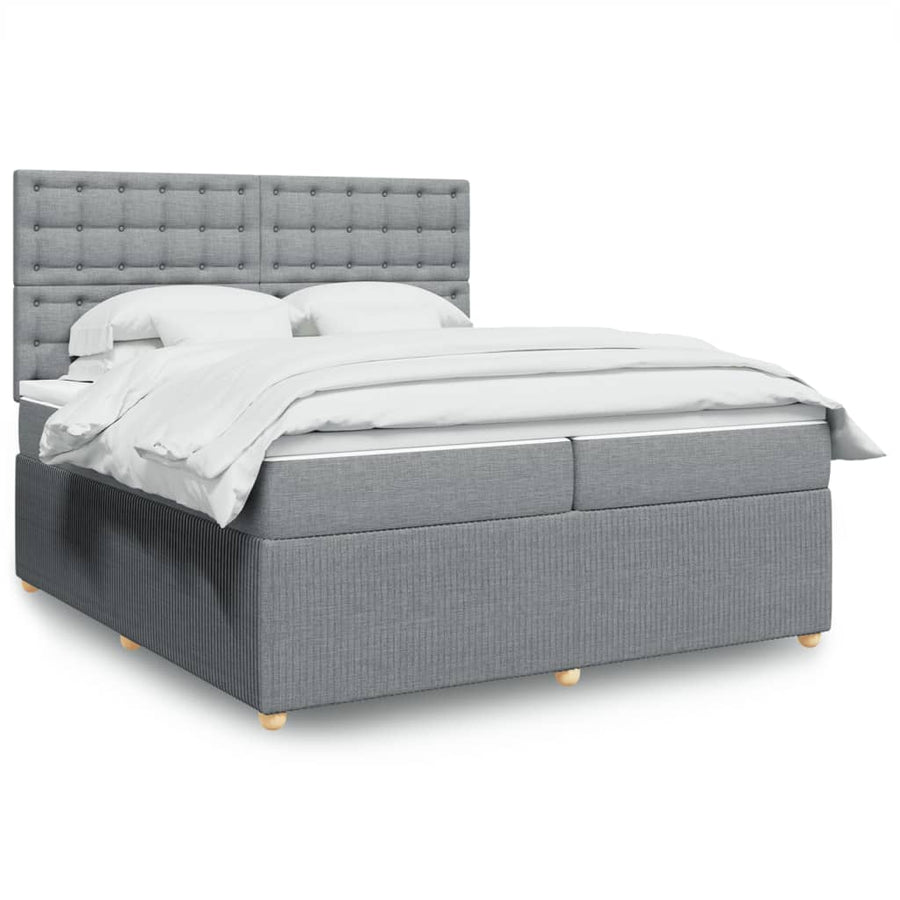 Boxspring met matras stof lichtgrijs 200x200 cm
