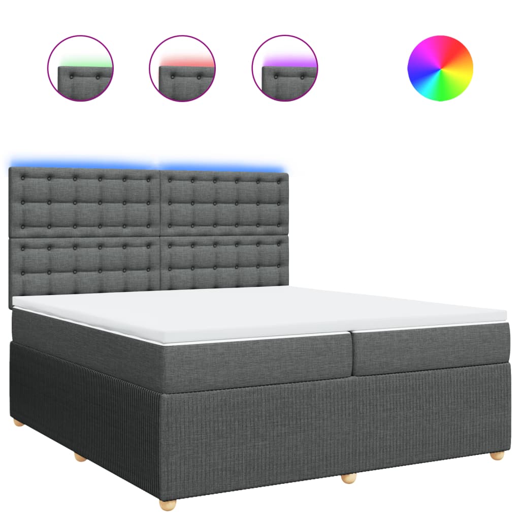 Boxspring met matras stof donkergrijs 200x200 cm