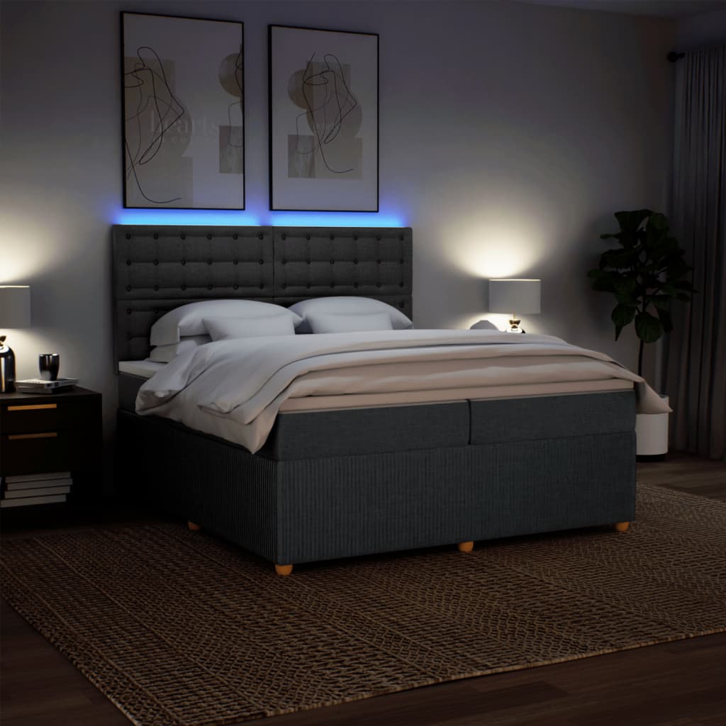 Boxspring met matras stof donkergrijs 200x200 cm
