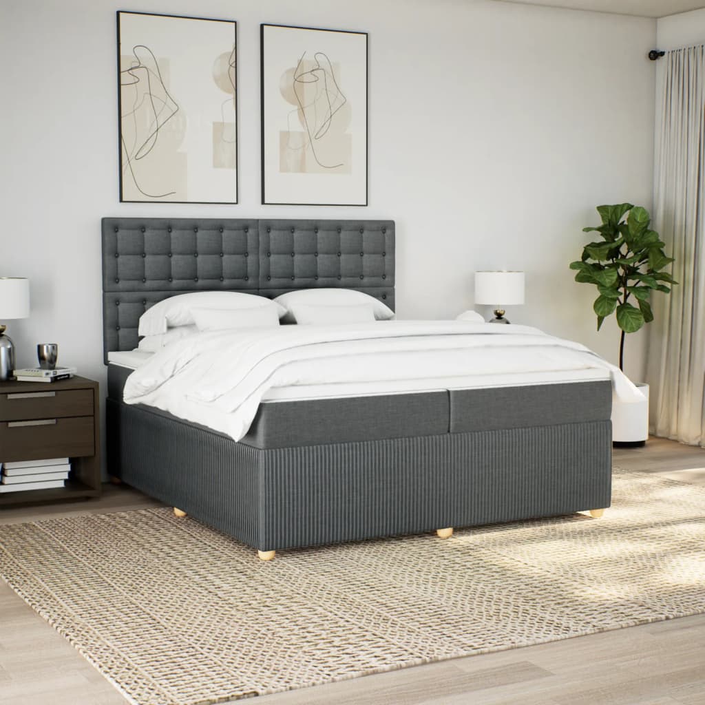 Boxspring met matras stof donkergrijs 200x200 cm