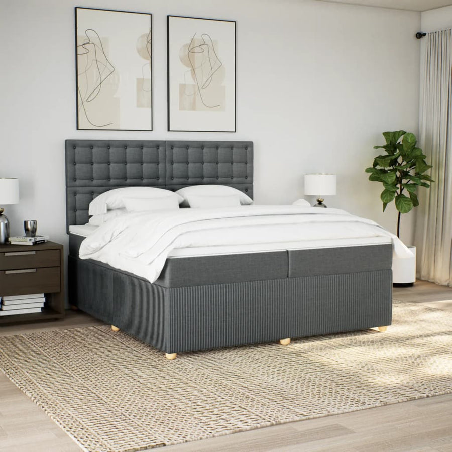 Boxspring met matras stof donkergrijs 200x200 cm