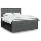 Box spring with dark gray fabric mattress 200x200 cm