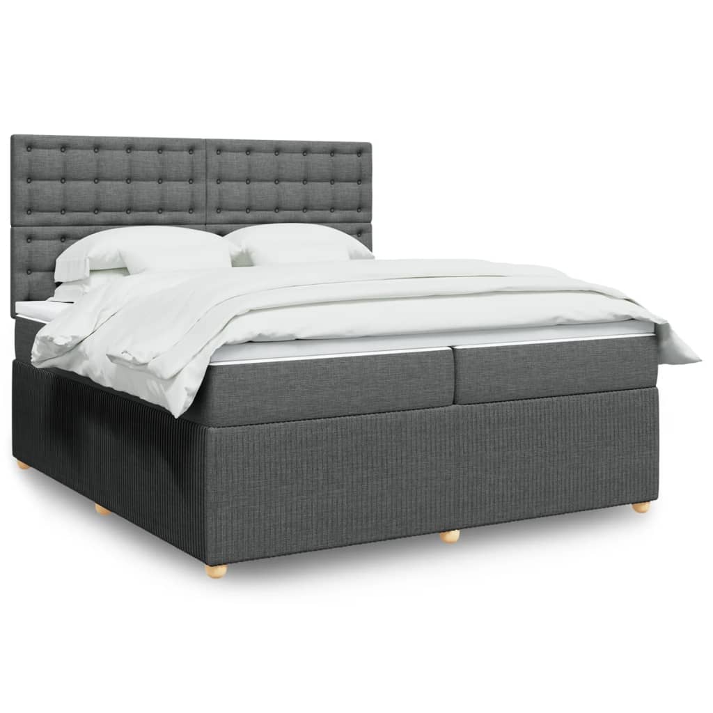 Boxspring met matras stof donkergrijs 200x200 cm