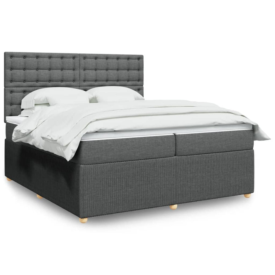 Boxspring met matras stof donkergrijs 200x200 cm