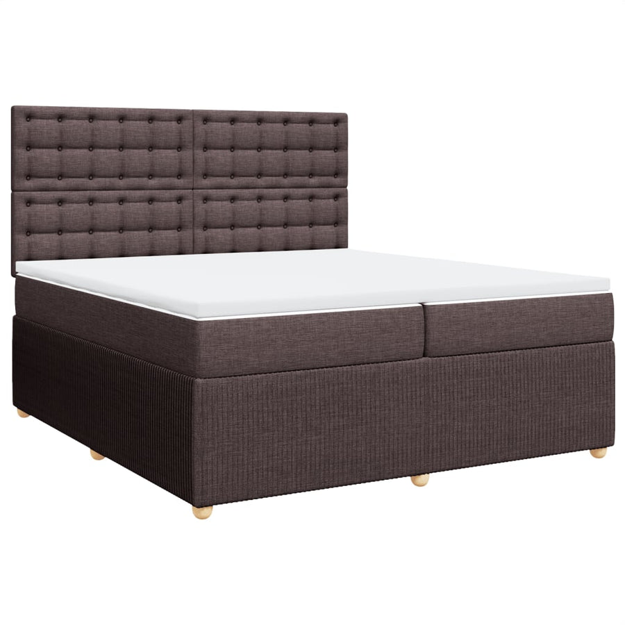 Boxspring met matras stof donkerbruin 200x200 cm