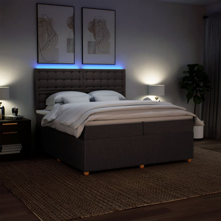 Boxspring met matras stof donkerbruin 200x200 cm