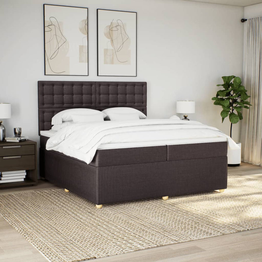 Boxspring met matras stof donkerbruin 200x200 cm