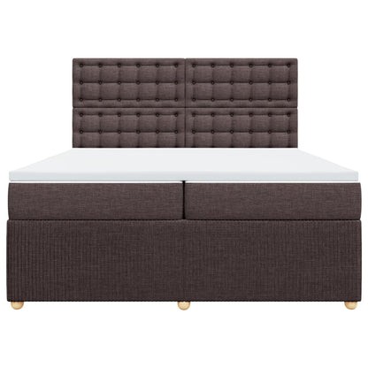 Boxspring met matras stof donkerbruin 200x200 cm