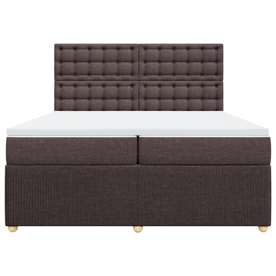 Boxspring met matras stof donkerbruin 200x200 cm