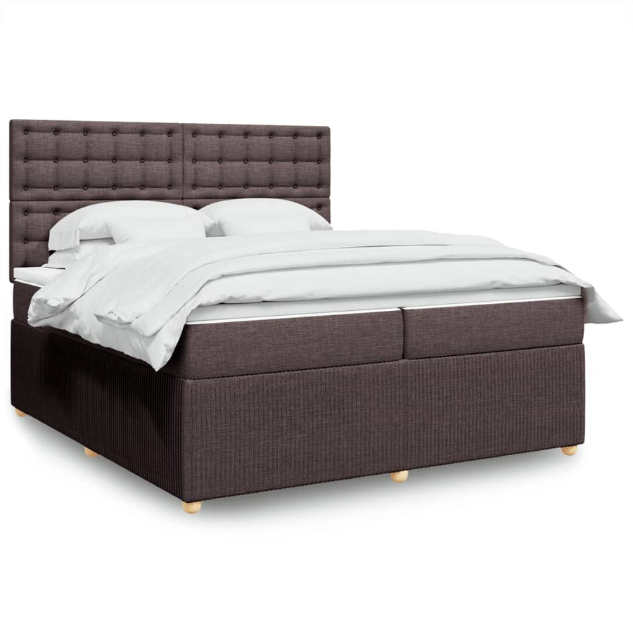 Boxspring met matras stof donkerbruin 200x200 cm