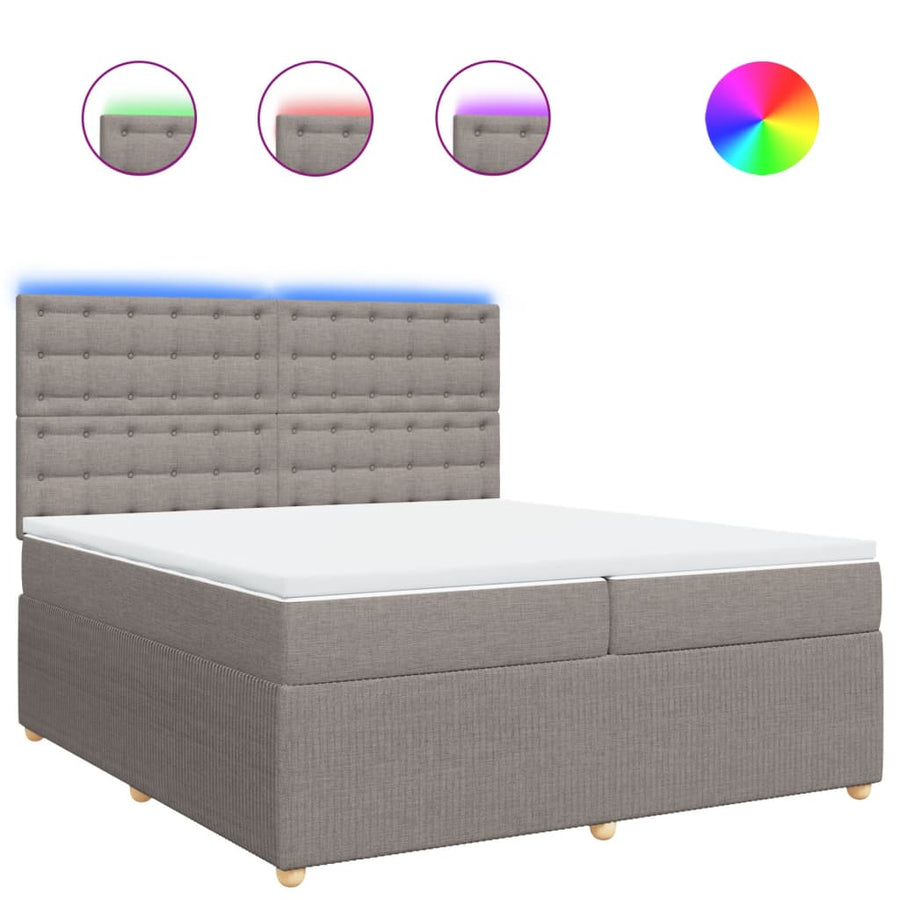 Boxspring met matras stof taupe 200x200 cm