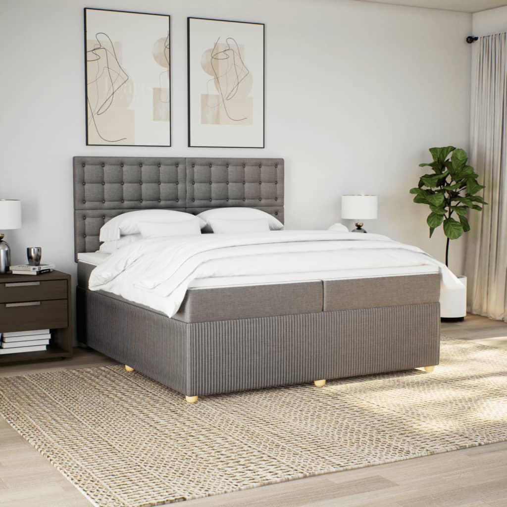 Boxspring met matras stof taupe 200x200 cm