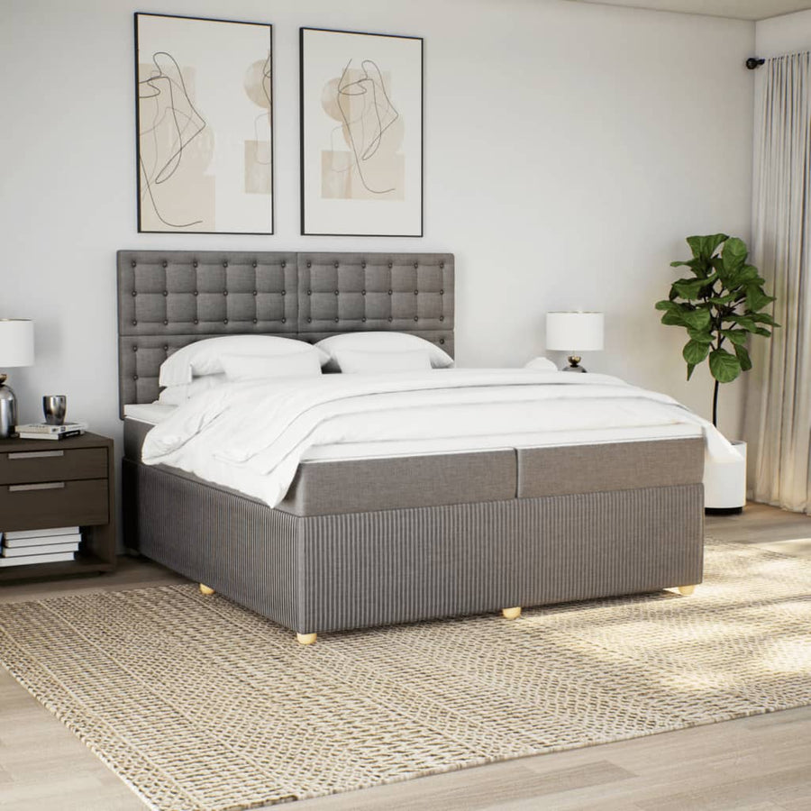 Boxspring met matras stof taupe 200x200 cm